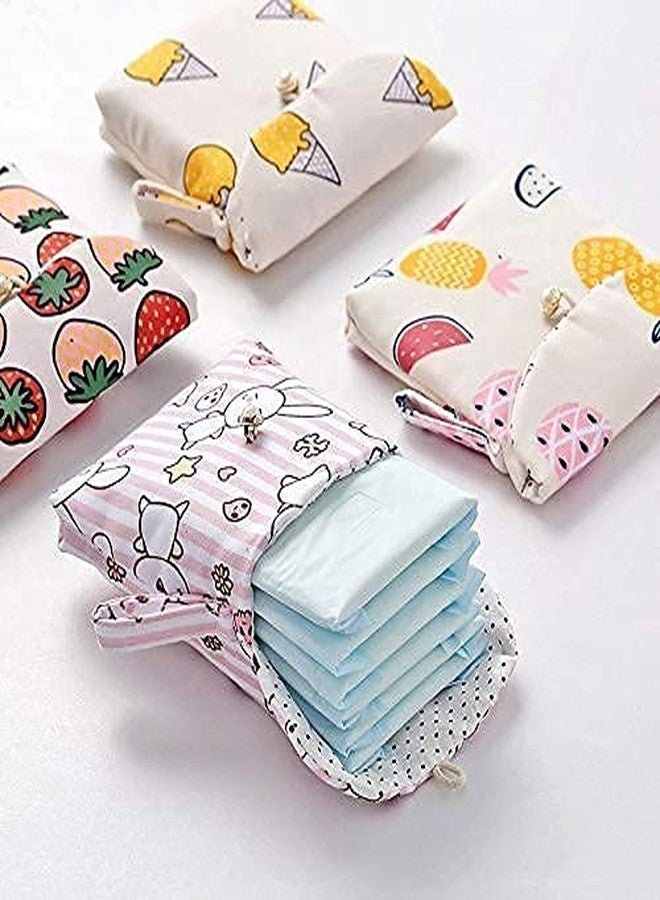 Swami Enterprise Sanitary Napkin cover Pad Holder Cotton Pouch,Pad Pouch,Small Pocket,Storage Bag for Cosmetic Pad And Jewelry Pouch Women and Girl (Pack of 2) multi color - Image 3
